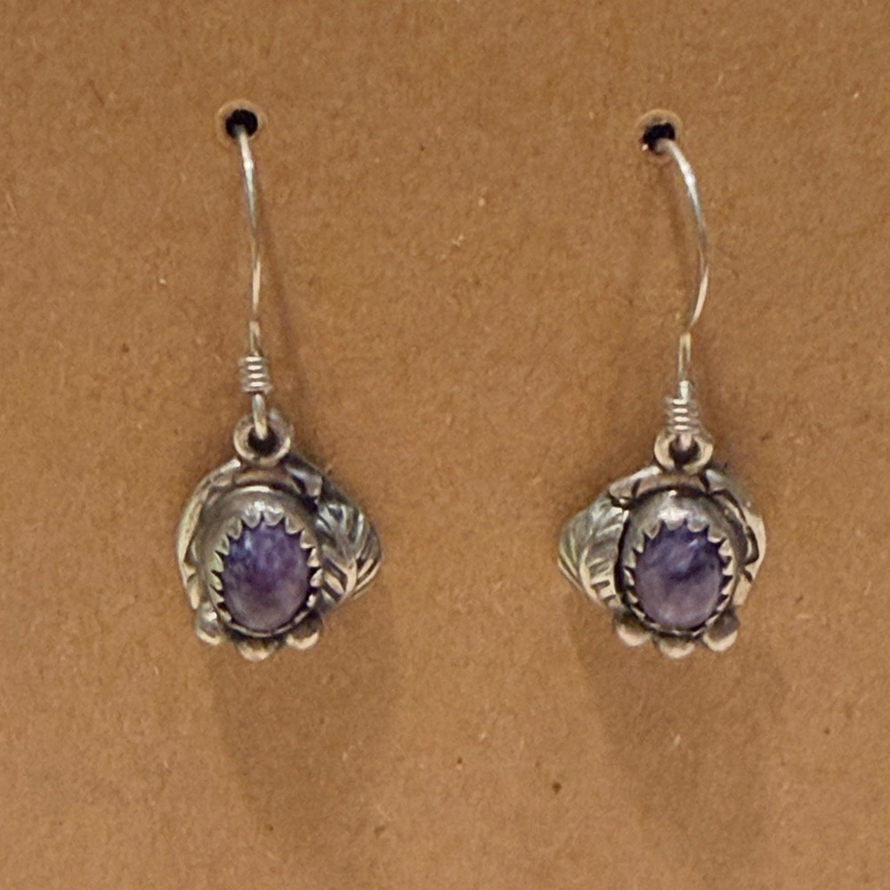 925 Silver And Amethyst drop earrings Native American